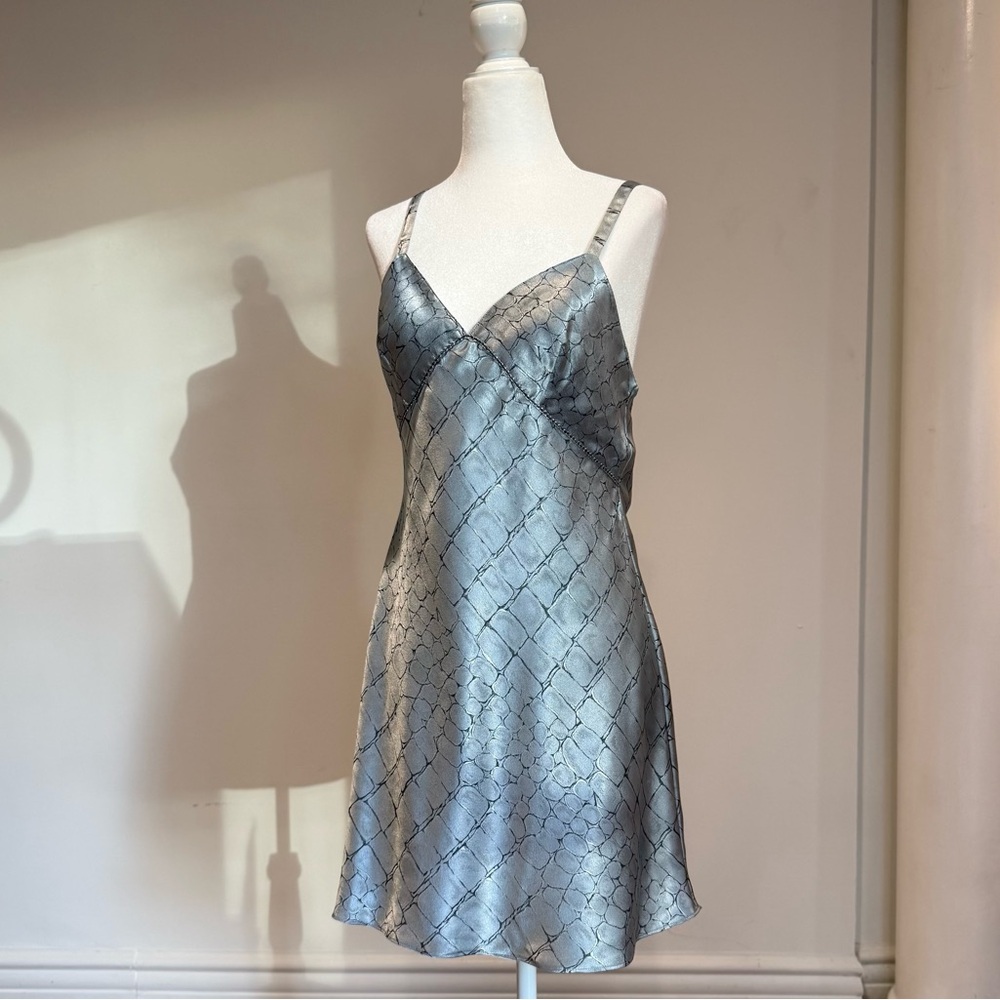 VINTAGE Victoria's Secret Shimmering Silver Chemise